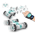 Miniatyrbilde 4 av 8: 2.4GHz Fjernstyrt Bil 4WD - Klokke Gestkontroll RC Stuntbil med LED Lys Musikk Effekt Leketøy for Barn - WELLNGS Blue