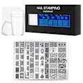 Miniatyrbillede 1 af 5: 10 stk./sæt Negle Stemplingsplader med Klar Silikone Stempel Skraber Blomster Geometri Print til Neglekunst Manicure Kunst Værktøjssæt