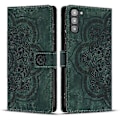 Miniatyrbilde 1 av 4: Frostet Lærveske for Mandala Emed Retro Telefon Gree{ee} Green For Samsung Galaxy S23 5G