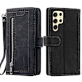 Miniatyrbillede 1 af 5: Til Samsung Galaxy S25 Ultra Mobil Cover PU Læder Telefon Cover med Lynlås Pung 9 Kort Slots - Perf Style C