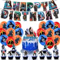 Godzilla vs Kong Tema Bursdagsfest Tilbehørssett Inkluderer Banner Kake Cupcake Topper Ballonger Sett Dekorasjon