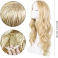 Miniatyrbilde 2 av 5: Lang blond bølgete parykk for kvinner, 68 cm lang krøllete parykk, syntetisk kostymeparykk for kvinner (blond)