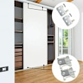 Miniatyrbillede 4 af 5: Skydedørsrulle til garderobe, skydedørsdele til garderobedør, hjul, ruller, garderobeskinner 2 stk.