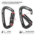 Miniatyrbillede 2 af 5: Klatrekarabin, automatisk låsende karabiner, 25kN-2550kg, stor 10cm, sort og grå