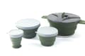 Vikbart campingkärlset i silikon, bärbart utomhuskökskit med non-stick-beläggning för vandring och resor Set 3 Dark green