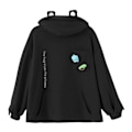 Miniatyrbillede 1 af 4: Fleece Hættetrøjer Frø Hættetrøje Vinter Varm Tyk Løs Oversized Sweatshirt Overtøj Sort L