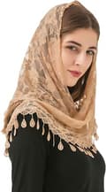 Brass Veil Triangle Mantilla Cathedral Head Covering Chapel Veil Lace Scarf Latin Shawl
