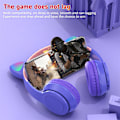 Miniatyrbild 7 av 9: Katt-Högtalare Trådlösa Bluetooth-Hörlurar Barn Hörlurar Kattöron Hörlurar Musik Spelheadset Purple