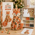 DIY-kit med pärlade julgransprydnader i djurformer, handgjort pysselset för juldekoration fox