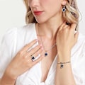 Miniatyrbillede 4 af 5: Titanic Havets Hjerte Halskæde Øreringe Armbånd og Ringe Smykkesæt, Sølv Blå Safir Krystal Halskæde Vedhæng Bryllup Prom Smykker