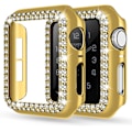 Miniatyrbilde 1 av 5: Bling Rhinestone Apple Watch Deksel for Apple Watch Series 6/5/4 SE 44mm, Beskyttende Ramme for Apple Watch Skjermbeskytter for iWatch Series 44mm, Gull