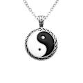 Miniatyrbilde 1 av 4: Ying Yang-kjede i svart og hvitt rustfritt stål