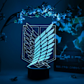 Miniatyrbillede 1 af 8: Scout Regiment Symbol Otaku Lampe – Attack on Titan – Anime Lampe Figur Natlampe, 16 Farver RGB LED – Fjernbetjening