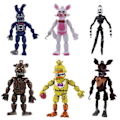 Miniatyrbilde 2 av 5: 5 stk. Five Nights at Freddys Actionfigurer Leketøy Security Breach Series Glamrock Foxy Bonnie Fazbear Pvc Dukke Fnaf For Barn Gave 6 stk. B{EE}
