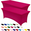 Miniatyrbillede 1 af 8: Køkken Spandex Dug 10 Pak [6FT, Fuchsia] 190GSM Stræk Dug Pasform Dækning Rektangulær Fuchsia