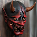 Pikkukuva 4 / 4: Japanilainen Samurai Oni Pelottava Lateksinaamio Juhlat Kauhu Paha Demonihirviö Pureva Köysi Koko Kasvon Peittävä Halloween-näyttämörekvisiitta