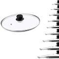 Miniatyrbilde 1 av 3: Glasslokk, grytelokk i glass, ⌀ 14–30 cm, varmebestandig grytelokk, stekepannelokk med plasthåndtak, universell i forskjellige størrelser{ee] 24