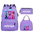 KPop Demon Hunters Print Studenterrygsæk Stor Kapacitet 3-delt Sæt Trendy Purple 4