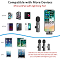 Miniatyrbilde 5 av 7: Profesjonell Trådløs Lavalier Lapel Mikrofon for iPhone, iPad - Trådløs Omnistereo Kondensatoropptaksmikrofon for Intervju Video Podcast