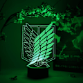 Miniatyrbillede 6 af 8: Scout Regiment Symbol Otaku Lampe – Attack on Titan – Anime Lampe Figur Natlampe, 16 Farver RGB LED – Fjernbetjening