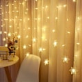 Miniatyrbillede 3 af 5: Gardin lyskæde, LED lyskæde, lyskæde, stjerneformet LED, 4M 96LED kæde, LED lyskæde vinduesdekoration, jul, fødselsdag, terrasse,