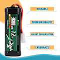 Pikkukuva 3 / 6: Latautuva NiMH-akku 7.2V 3600mAh Tamiya-liittimellä ja silikonikaapelilla - 6 solua - Mitat 135x47x24 mm - Virta RC-malleille