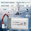 Miniatyrbild 4 av 4: Set med 4 uppladdningsbara LiPo-batterier 850mAh 3.7V för RC-drönare | Kompatibilitet Syma X5SC X5SW, WLtoys K989 | Miljövänlig, Silver