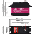 Pikkukuva 3 / 4: Servomoottori metallivaihteella DS5180 7,4 V suuri vääntömomentti 80KG digitaalinen servo 18T-urilla Baja Car 1/10 mallikuorma-autoon (180 astetta)