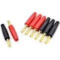 Miniatyrbillede 1 af 4: 5 par 4mm bananstik til RC Lipo-batterier | Gyldne | Egnet til WLtoys 144001, Batterikasse, Rød & Sort, Plast