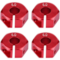 Pikkukuva 5 / 6: Hex-navan sovittimet, 12 mm Universaali HSP Sakura 1/10 mittakaavan RC-autoille (4 kpl) (6 mm - punainen)