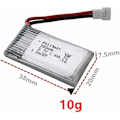 Miniatyrbild 4 av 4: 3.7v 380mAh LiPo Batteri 2 stycken Hubsan X4, H107c, H107d, H107L, Syma X11, X11C, HS170 | Idealisk för RC Quadcopters, RC helikoptrar, silver