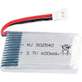 Miniatyrbillede 1 af 3: Avanceret Lipo-batteri 600mAh 3.7V 25C til Syma X5C, X5 | Kompatibel med Cheerson CX-30W, Skytech M68, Wltoys F949 | Mål 42x25x9mm, Sølv