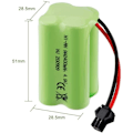 Miniatyrbillede 4 af 4: 4,8 V AA-batteri, 2400 mAh genopladeligt Ni-MH-batteripakke, SM 2P-stik til HY800 F1 F3 RC Båd RC Bus med SM 2P USB-ladekabel