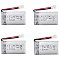 Miniatyrbillede 1 af 4: 4 stk. genopladelige lipo-batterier (3,7v, 720mAh Lipo) til Rc Quadricopter droner Syma X5 X5C X5SC X5SW, Cheerson CX-30W, Skytech M68, Wltoys F949