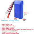 Miniatyrbillede 5 af 5: Sæt med 2 Lipo-batterier 7.4V 1100mAh med lader | WLtoys A949, A959, A979, K929 Universel kompatibilitet | Høj kapacitet, blå