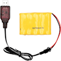 Miniatyrbillede 3 af 4: Batteri 6V 700mAh AA Ni-CD | Til RC-modeller og legetøj, WLtoys K989, Tello DJI | Inkluderer USB-kabel, gul | Størrelse 71 x 51 x 14-81 gr