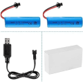 Miniatyrbillede 2 af 4: 3.7V 1200mAh batterier med USB-kabel til DE45 DE42 1:14 | SM-2P-stik | Hurtig genopladning, 2 stk., blå