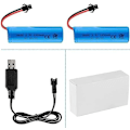 Pikkukuva 2 / 4: 3.7V 1200mAh akut USB-kaapelilla DE45 DE42 1:14 | SM-2P-liitin | Nopea lataus, 2 kpl, sininen