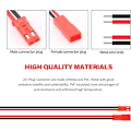 Pikkukuva 4 / 4: 60 JST-liitintä 22 AWG, 2-napainen | LED-valoille, nauhoille, RC-akuille | Pituus 10 cm ja 15 cm | Monipuolisuus ja luotettavuus, punainen