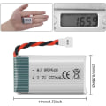 Miniatyrbillede 4 af 4: Lipo Batterier 3.7V 650mAh 25C til Syma X5C X5 Drone | Kompatibel med Cheerson CX-30W, Skytech M68, Wltoys F949 | 2-pak, Sølv