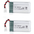 Miniatyrbillede 1 af 4: Lipo Batterier 3.7V 650mAh 25C til Syma X5C X5 Drone | Kompatibel med Cheerson CX-30W, Skytech M68, Wltoys F949 | 2-pak, Sølv