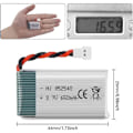 Miniatyrbild 3 av 4: Batteri 650mAh 3.7V 25C Lipo | Kompatibel med Syma X5 X5C X5SC X5SW, Cheerson CX-30W, Skytech M68 | Set med 4 för optimal prestanda | Silver