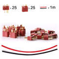 Miniatyrbillede 2 af 5: Sæt med 25 par T-Plug han og hun Deans Connector | Kompatibel med RC-modeller, droner, både | Holdbare materialer, Rød