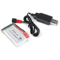 Pikkukuva 1 / 4: Nelikopterin akku, 3,7 V 1800 mAh 25C Li-po-akku JST-liittimellä ja USB-latauskaapelilla JJRC H11D H11C HQ898B RC-helikopterille