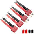 Pikkukuva 1 / 4: Deans Style T naaras- ja urosliitin 12AWG silikonijohdolla RC-akulle Lipo-kaapeli drone + 4 kpl PVC-suojakorkkeja
