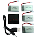 Pikkukuva 1 / 4: Sarja, jossa 4 akkua 650mAh 3.7V Syma X5C X5 -droneen | Mukana 4-in-1-laturi | Sopii Cheerson CX-30W mm. 44 x 25 x 10-17 Gr | Hopea