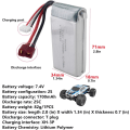 Miniatyrbild 7 av 8: 2 st 7.4V 1700mAh litiumbatterier för RC-bil | Universell kompatibilitet 9200/9200E och andra | Optimerad prestanda | Säkerhet och Hållbarhet, Silver