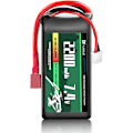 Miniatyrbild 1 av 4: Lipo Batteri 2 Cells 7.4V 2200mAh 35C med T-PLUG-kontakt, silikonkabel och mjukt skal - Storlek 73X34X19 mm, Vikt 110g - Hög effekt för RC-modeller