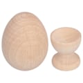 Miniatyrbilde 7 av 7: Umalt trepåskeegg - Kunstig treegg med eggekoppholder for DIY-dekorering - Håndverk - Burlywood eggform