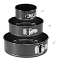 Miniatyrbillede 3 af 6: Tyk rund låsbeslag non-stick kageplade pizzaplade bevægelig beslag kulstofstål bageplade kageform black 3pcs